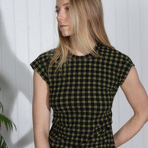 ISO Rachel Comey Dusk Tee - Black/Yellow Plaid - 6, 8 or M